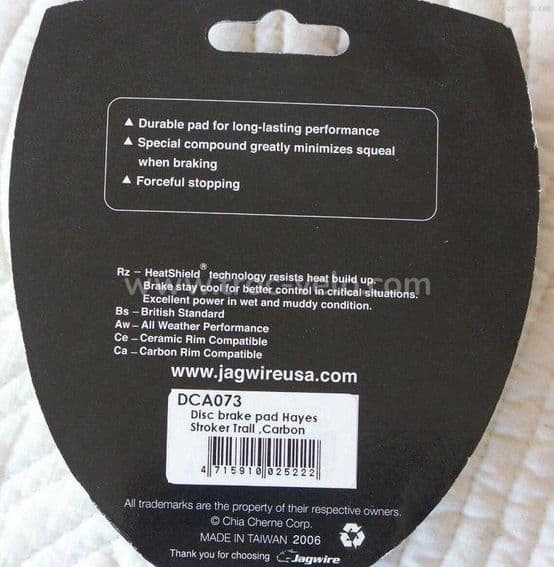 Plaquettes jagwire organiques hayes stroker neuves ! - 2