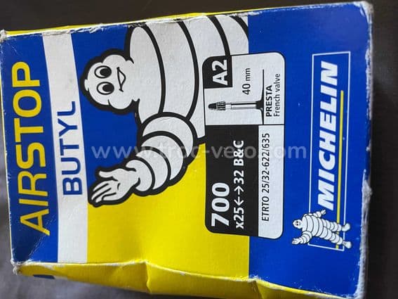 Chambre à air Michelin neuve 700x25 (jusqu'à 32) valve presta 4 cm modèle A2 (pas de vissage) - 1