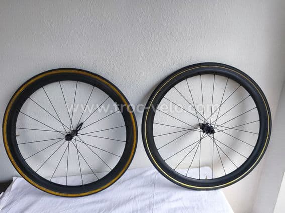 Paire de roues carbone Makadam Slim 38 (boyaux) 1080gr la paire freinage patin - 1