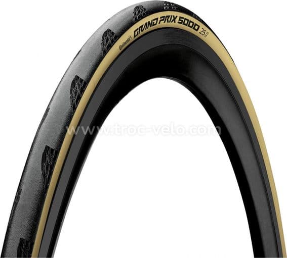 2 Pneus Route Continental GP 5000 700x25C Tubetype Souple Vectran Breaker BlackChili - Flancs Cream - 1