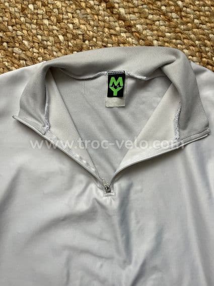 T-shirt maillot jersey manches longues windstopper anti coupe vent MYBIKE blanc nacré - 4