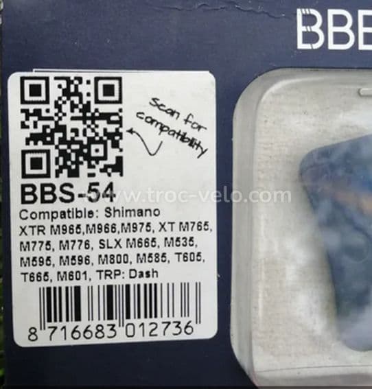 Plaquettes de freins pour vélo type BBB/BBS - 4