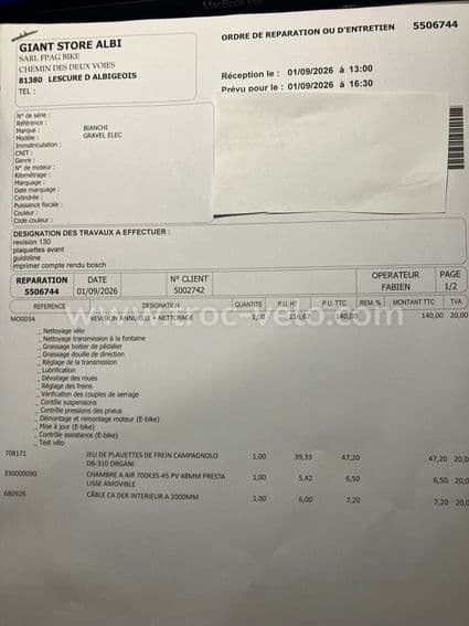 BIANCHI e-Arcadex Ekar 13v Carbon – Sort de révision – Rapport Bosch OK - 7