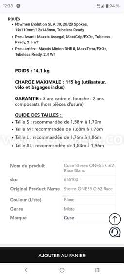 VTT cube one 55 c62 neuf - 6