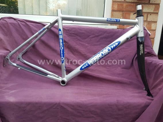 Cadre vélo de route Ambrosio Guido 7005 avec fourche carbone. Taille 50/52 cm. - 1
