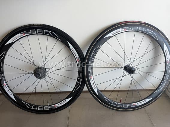 Paire de roue carbone artisanale ligaturées 11 vitesses à boyaux - 1